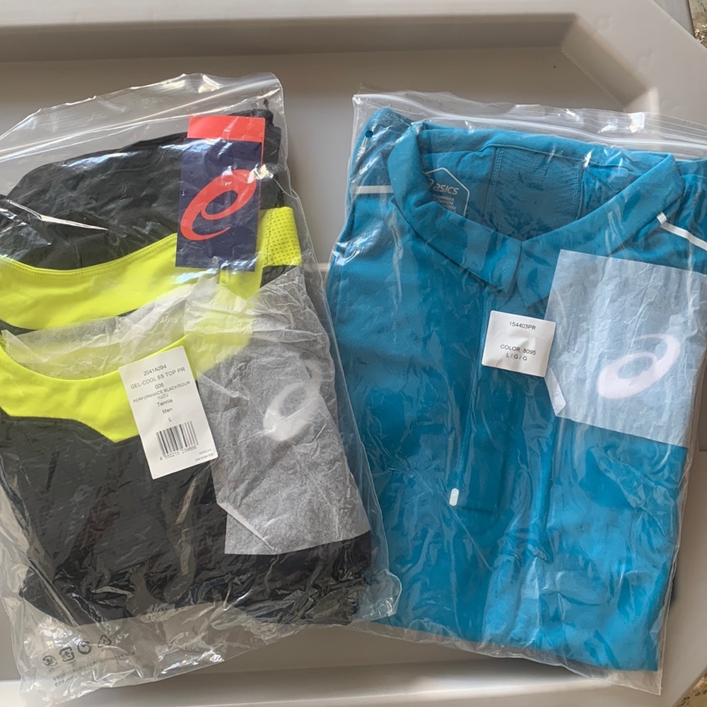 NWT ASICS Mens Gel-Cool SS Top Size L (2 pack!)